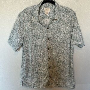 L.L. Bean‎ Green Patterned Casual Button Down Shirt M